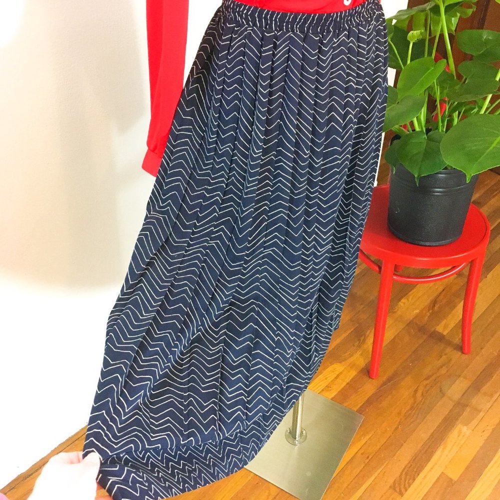 VTG 80's Navy Wave Skirt